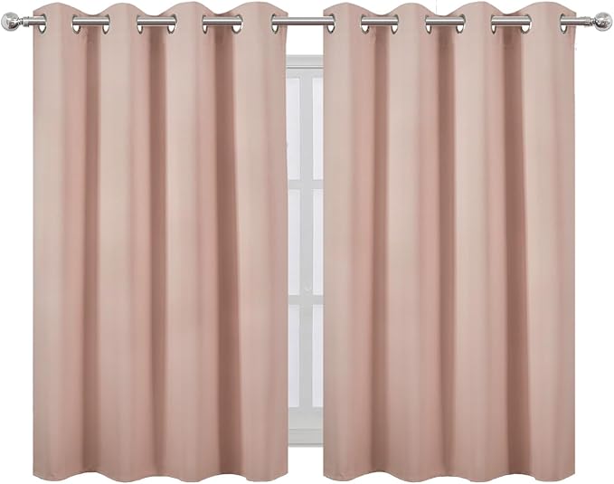 LEMOMO Blush Thermal Blackout Curtains/52 x 45 Inch/Set of 2 Panels Room Darkening Curtains