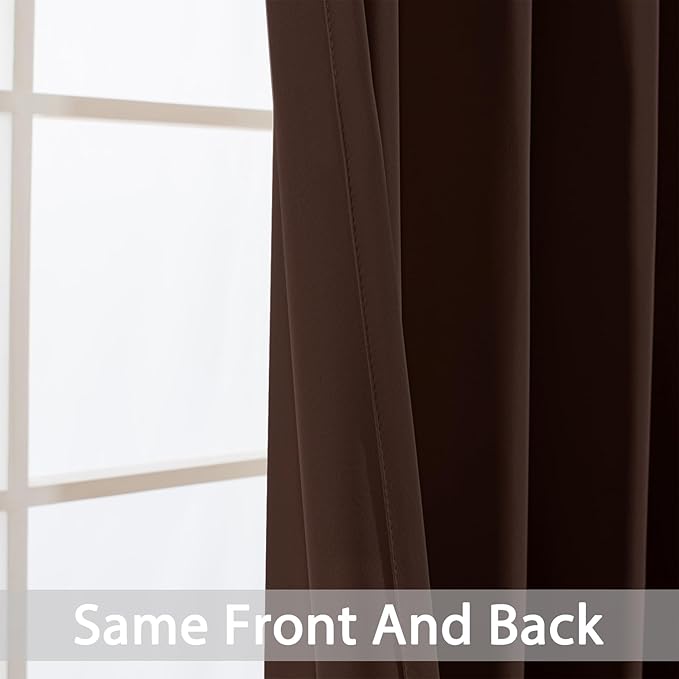Yakamok Premium Room Darkening Thermal Insulated Curtains for Bedroom/Living Room - Classic Grommet Top (2 Panels, Chocolate Brown, 38 Inch by 72 Inch)