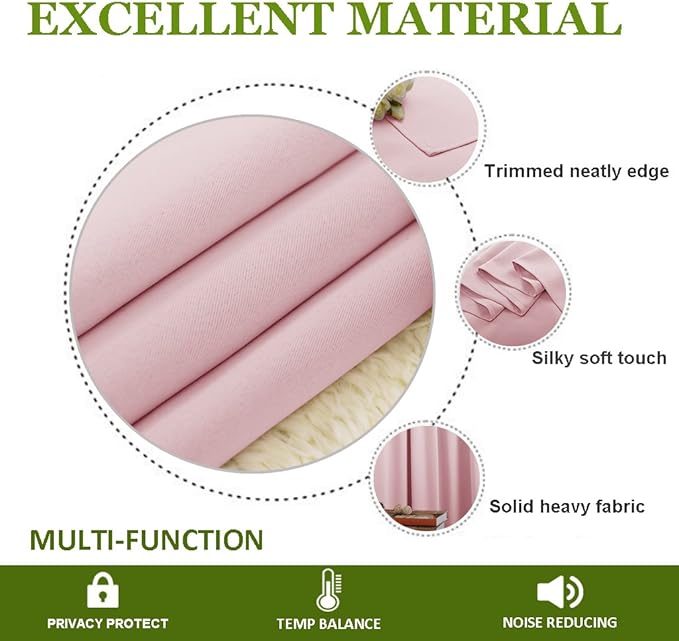 NICETOWN Blackout Draperies Curtains for Girls Room, Nursery Essential Thermal Insulated Grommet Top Blackout Panels (Baby Pink=Lavender Pink, 1 Pair, 42 x 54 Inch)