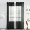 SpaceDresser Sheer Voile Window Treatment Rod Pocket Curtain Panels for Kitchen Bedroom Living Room Drapes Sunlight Filtering Privacy Semi Home Decor Assorted (Black, 52 W x 96 L)