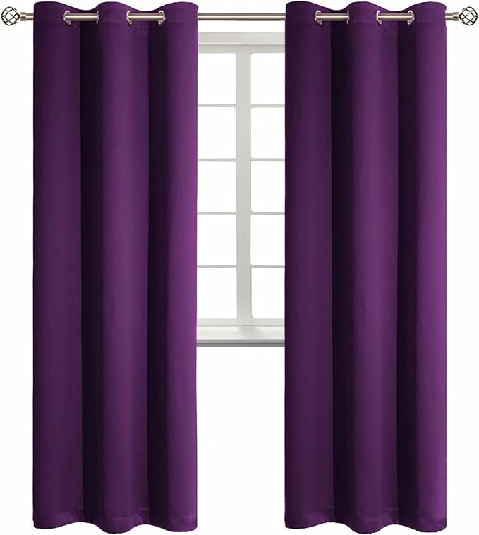 BGment Blackout Curtains - Grommet Thermal Insulated Room Darkening Bedroom and Living Room Curtain, Set of 2 Panels (42 x 84 Inch, Royal Purple)