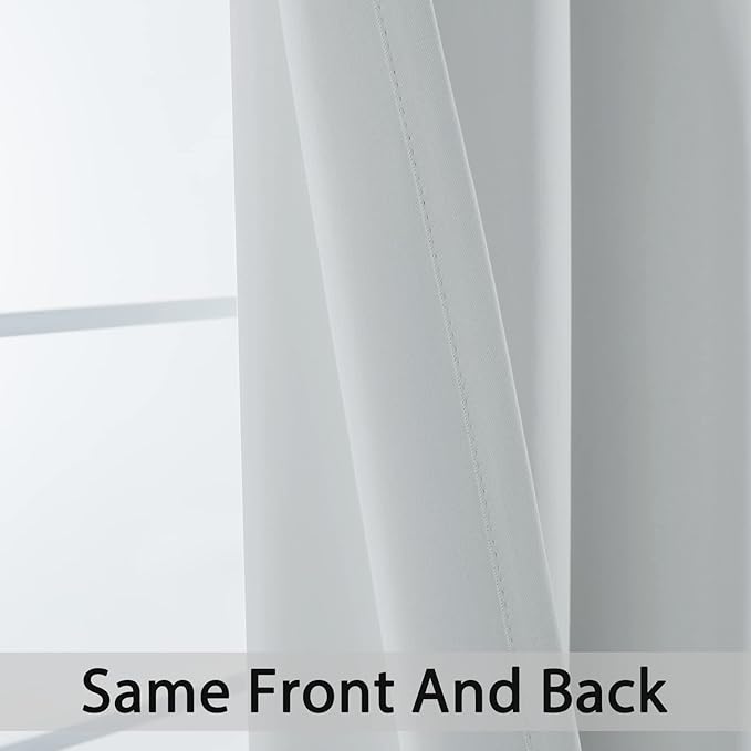 Yakamok Room Darking Curtains for Bedroom, Light Blocking Drapes Room Darkening Thermal Insulated Solid Grommet Panels for Living Room(38Wx54L, Greyish White, 2 Panels)