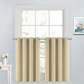 Yakamok 36 Inch Curtains Blackout Window Curtains for Kitchen, Grommet Room Darkening Thermal Insulated Sunlight Block Drapes for Living Room, W 52 x L 36, Beige, 2 Panels