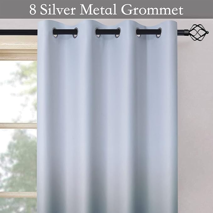SimpleHome Ombre Curtains 52 x 84 Inch for Bedroom 2 Panels, Gradient Grey White to Navy Blue Light Blocking Thermal Insulated Grommet Room Darkening Window Curtain/Drapes for Living Room