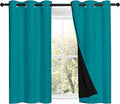 NICETOWN Peacock Teal 100% Blackout Curtains 45 inches Long, 2 Thick Layers Completely Blackout Window Treatment Thermal Insulated Lined Drapes for Small Window (1 Pair, 42 inches Width Each Panel)