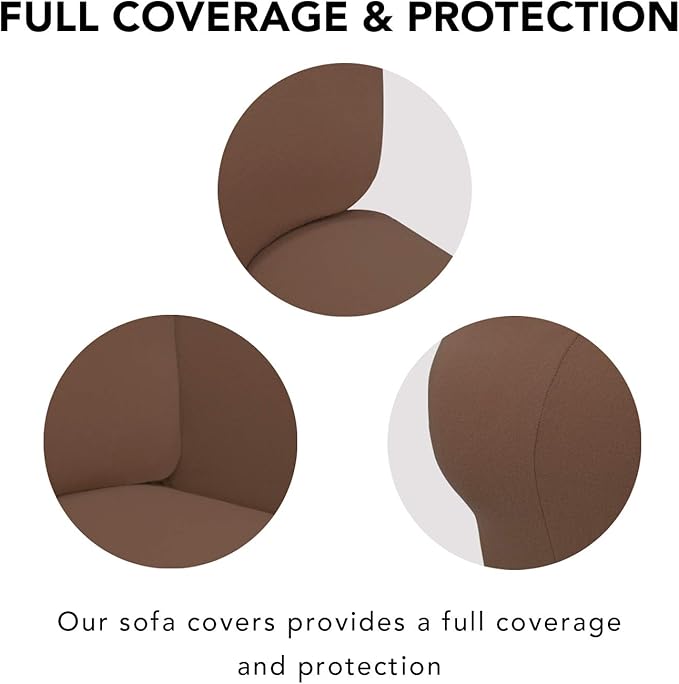 PureFit Super Stretch Oversized Sofa Slipcover – Spandex Non Slip Soft Couch Sofa Cover, Washable Furniture Protector with Non Skid Foam and Elastic Bottom for Kids, Pets （Oversized Sofa, Brown）
