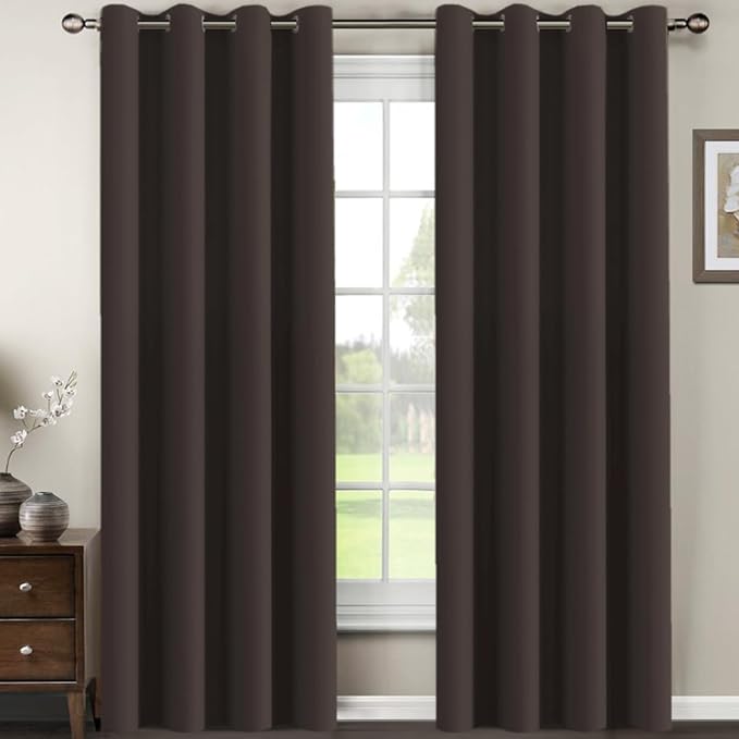 H.VERSAILTEX Premium Blackout Curtains for Living Room 84 Inches Length, Blackout Curtains for Bedroom Curtains & Drapes Thermal Insulated Drapes - Chocolate Brown, 1 Panel, 52" W x 84" L