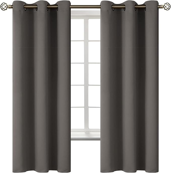 BGment Blackout Curtains for Bedroom - Grommet Thermal Insulated Room Darkening Curtains for Living Room, Set of 2 Panels (38 x 63 Inch, Grey)