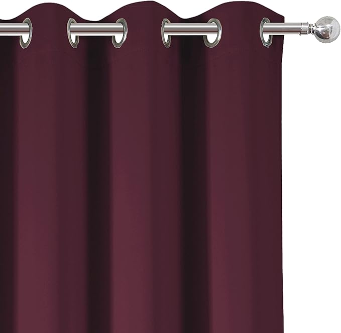 LEMOMO Burgundy Red Thermal Blackout Curtains/42 x 95 Inch/Set of 2 Panels Room Darkening Curtains for Bedroom