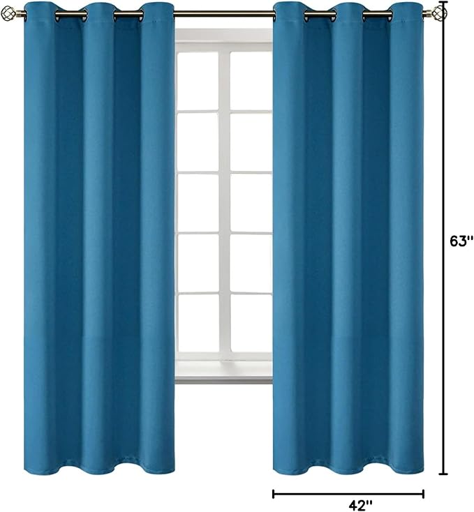BGment Blackout Curtains - Grommet Thermal Insulated Room Darkening Bedroom and Living Room Curtains, Set of 2 Panels (42 x 63 Inch, Steel Blue)