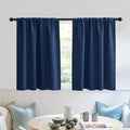RYB HOME Blackout Privacy Bathroom Window Curtains, Short Thermal Insulated Heat Blocking Privacy Rod Pocket Half Window Curtain Tiers for Nursery Bedroom, Width 42 by Length 30, Navy Blue, 2 Panels