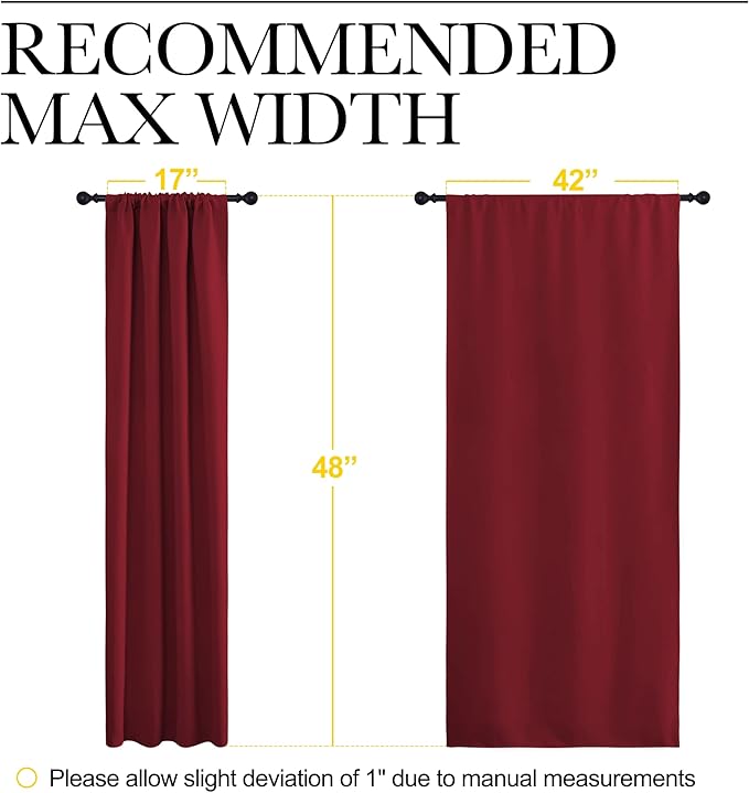 NICETOWN Burgundy Curtains Blackout Drape Panels - Lights Block Out Window Treatment Curtain Sets for Home Decoration on Christmas & Thanksgiving Day (Set of 2 Panels, 42 by 48-Inch)