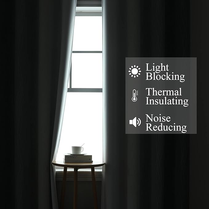 Estelar Textiler Grey and Greyish White Blackout Curtains 54 Inch Length, Light Blocking Gradient Grommet Drapes for Living Room, Thermal Insulated Ombre Curtains for Bathroom,42Wx54L,2 Panels