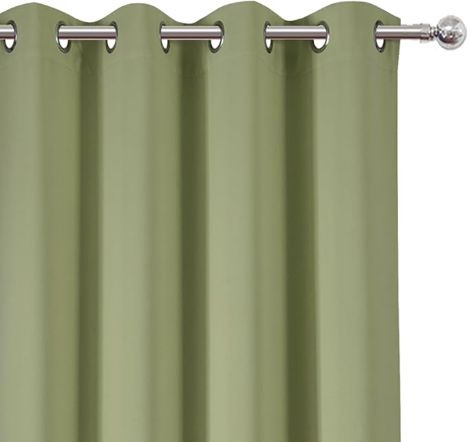 LEMOMO Blackout Curtains 52 x 108 inch/Sage Green Curtains Set of 2 Panels/Thermal Insulated Room Darkening Bedroom Curtains