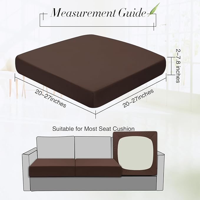 Newwiee Set of 4 Stretch Patio Cushion Covers Sofa Couch Seat Chair Slipcovers Cushion Cover Replacement Furniture Protector for Pets Washable(Dark Coffee,Seat Cover,Solid)