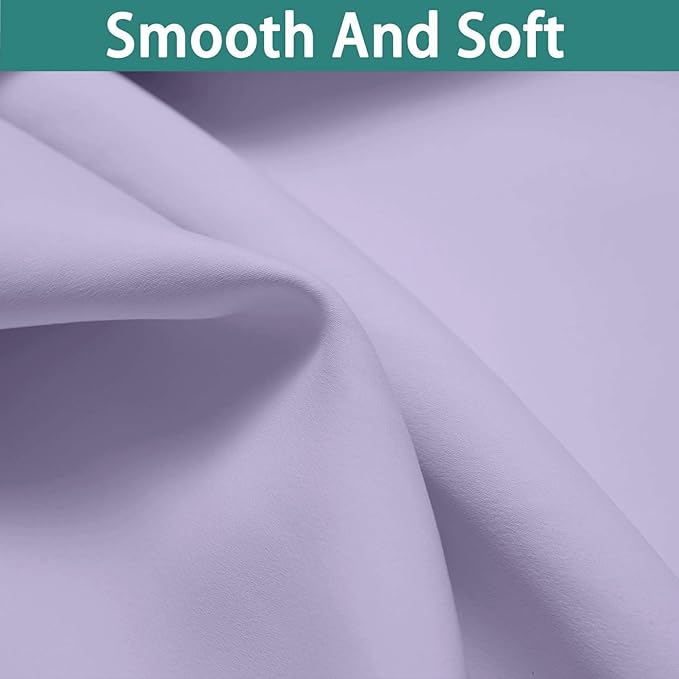 Yakamok 100% Blackout Curtains 96 Inches Long, 2 Thick Layers Heat and Full Light Blocking Soft Thermal Insulated Drapes for Bedroom(52" Wide Each Panel, Lilac, 1 Panel)