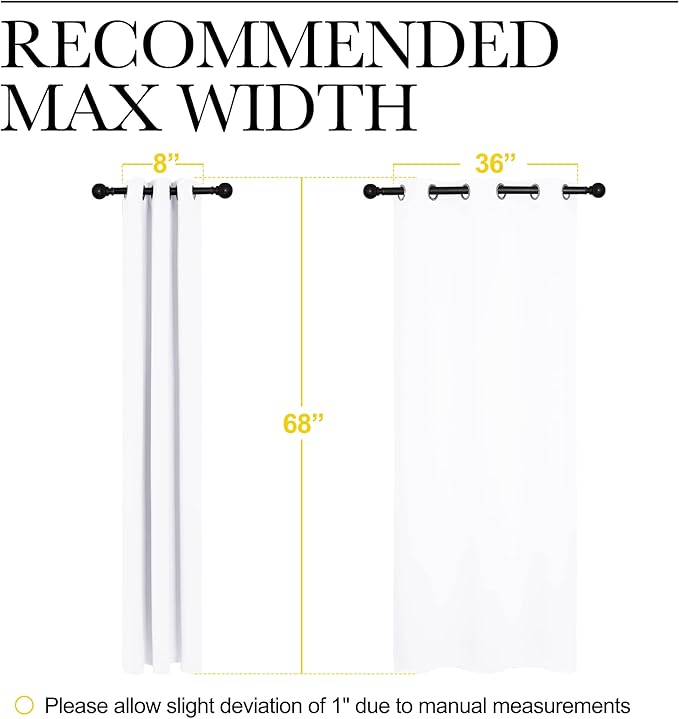 NICETOWN White Samll Window Blackout Curtain Panels, 50% Light Blocking Curtains for Bedroom & Dining Room Window (Set of 2, 42 inches x 68 inches)