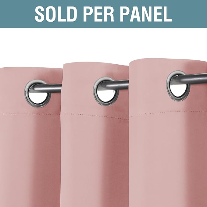 H.VERSAILTEX Blackout Curtain for Living Room Thermal Insulated Window Treatment Curtain Extra Long 63 inch Length Energy Saving Solid Grommet Top, One Panel, Baby Pink, 52" W x 63" L