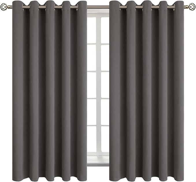 BGment Blackout Curtains for Bedroom - Grommet Thermal Insulated Room Darkening Curtains for Living Room, Set of 2 Panels (70 x 63 Inch, Grey)