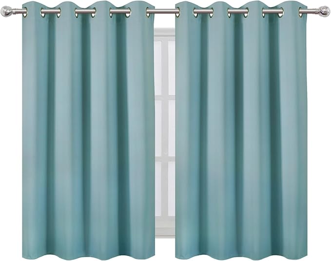 LEMOMO Stone Blue Thermal Blackout Curtains/52 x 45 Inch/Set of 2 Panels Room Darkening Curtains