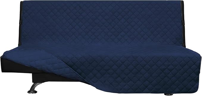 Easy-Going Futon Sofa Slipcover - Reversible Armless Couch Cover - Water Resistant for Pets & Kids (Navy/Navy)