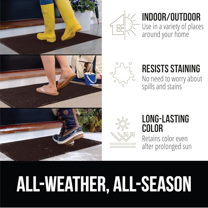 GORILLA GRIP® Ultra Absorbent Front Door Mat Outside Entrance 72x24, Traps Dirt and Moisture, HydroABSORB Indoor Outdoor Doormat Holds Up to 2.75 Cups Water, Stain & Fade Resistant Welcome Mat Coffee