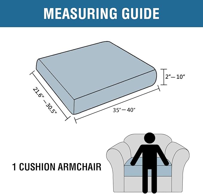 H.VERSAILTEX Super Stretch Individual Seat Cushion Covers Sofa Covers Couch Cushion Covers Slipcover Sets Thick Jacquard Textured Twill Fabric (1 Piece Chair Cushion Cover, Cream)