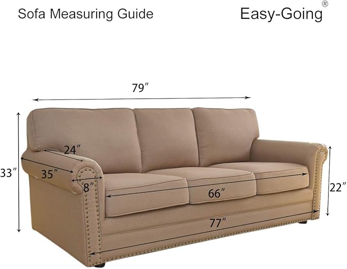 Easy-Going Reversible Couch Cover for 3 Cushion Couch Sofa Cover for Dogs Water Resistant Furniture Protector Cover with Foam Sticks Elastic Straps for Pet Cat (Sofa, Black/Beige)