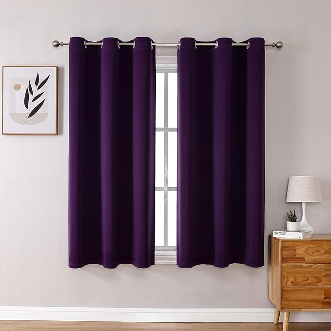 ChrisDowa Grommet Blackout Curtains for Bedroom and Living Room - 2 Panels Set Thermal Insulated Room Darkening Curtains (Royal Purple, 38W x 54L)