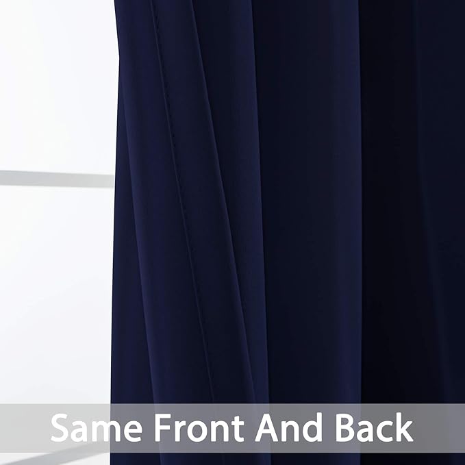 Yakamok Room Darkening Extra Wide Blackout Curtains for Living Room, Sliding Glass Door Home Blackout Curtains for Villa/Hall(Navy Blue, 100 inches x 84 inches)