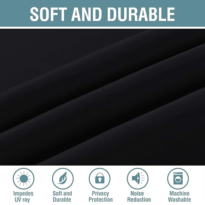 H.VERSAILTEX Blackout Curtain for Living Room Thermal Insulated Window Treatment Curtain 54 inch Length Energy Saving Solid Grommet Top Blackout Drape, One Panel, Jet Black, 52" W x 54" L