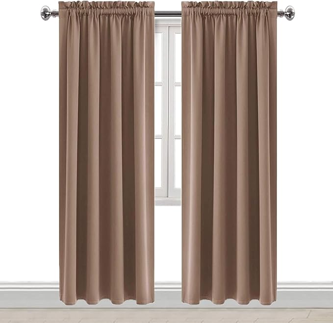 DWCN Blackout Curtains Room Darkening Thermal Insulated Bedroom Curtains Window Curtain Panels, 52 x 84 inches Long, Set of 2 Khaki Rod Pocket Drapes