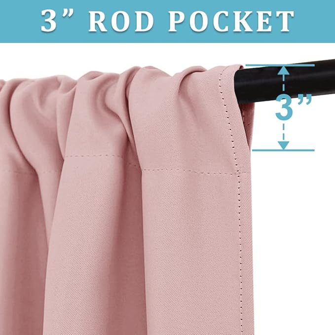 RYB HOME Short Peach Pink Blackout Curtains for Small Bedroom Window, Insulating UV Blocking Drapes for Kitchen Cafe Basement, Privacy Tiers for Bathroom Window, Width 42 by Length 36, Set of 2