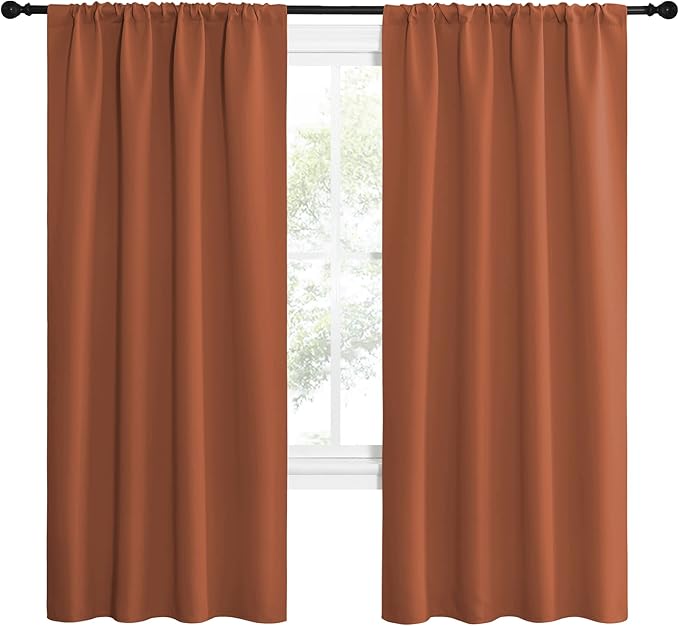 NICETOWN Blackout Curtains and Drapes - Thermal Insulated Solid Rod Pocket Blackout Draperies/Panels (Burnt Orange, 1 Pair, 42 by 72 inches)