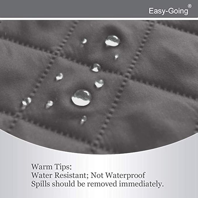 Easy-Going Reversible Loveseat Couch Cover for 2 Cushion Couch Sofa Cover for Dogs Water Resistant Furniture Protector with Foam Sticks Elastic Straps for Pet (Loveseat, Gray/Ivory)