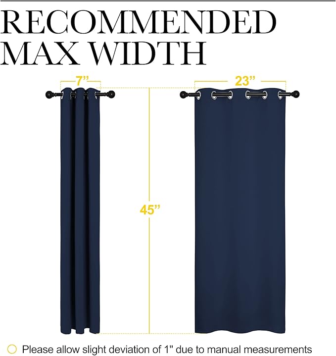 NICETOWN Blackout Draperies Curtains, All Season Thermal Insulated Solid Grommet Top Blackout Curtains/Drapes for Kid's Room (Navy, 1 Pair, 29 x 45 Inch)