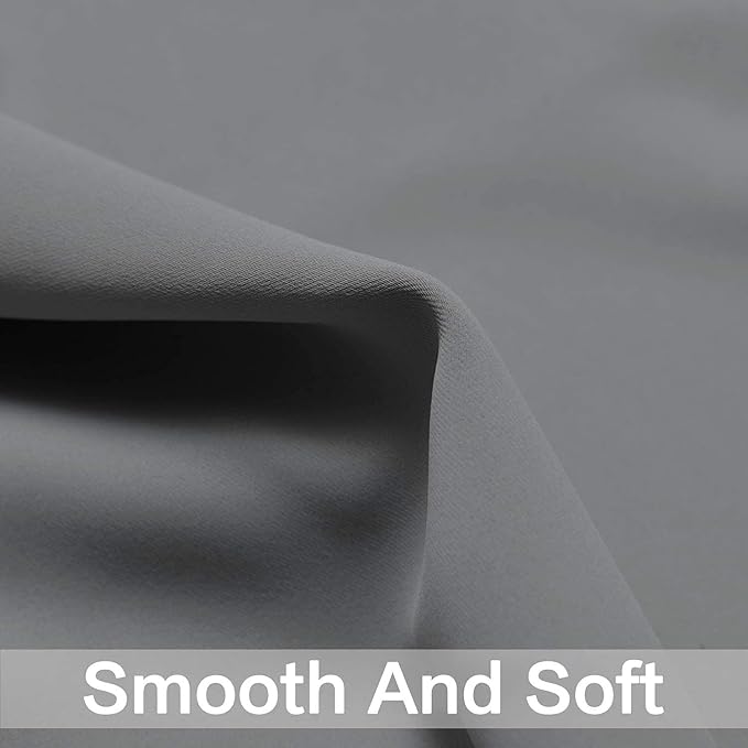 Yakamok 63 Inch Length Grey Blackout Curtains for Bedroom, Thermal Insulated Room Darkening Grommet Top Window Drapes for Living Room,42W x 63L,2 Panels