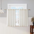 Nanspring 45 Inch Short Window Linen Curtains,for Kitchen Windows Over Sink Semi Sheer Curtain Back Tab and Rod Pocket Neutral Drapes for Cafe/Bathroom/Loft Room Cream 29 x 45,2 Panels