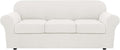 H.VERSAILTEX 4 Piece Stretch Sofa Covers for 3 Cushion Couch Covers for Living Room Furniture Slipcovers (Base Cover Plus 3 Seat Cushion Covers) Thicker Jacquard Fabric (Large Sofa, Porcelain White)