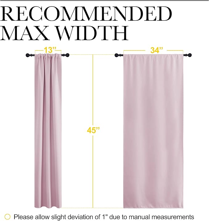 NICETOWN Kitchen Curtains Thermal Insulated Curtains & Drapes, Small Window Blackout Curtain Panels for Girls Room (Lavender Pink, 34 in x 45 in (W x L), 2 Panels)
