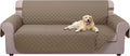 U-NICE HOME 4 Seater Sofa Cover 91 Inch Large Couch Covers for 4 Cushion Couch with Elastic Straps Water Resistant Furniture Protector Cover for Pets Cat (Sofa XX-Large, Taupe/Taupe)