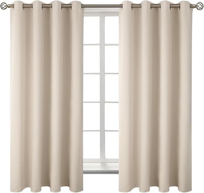 BGment Blackout Curtains - Grommet Thermal Insulated Room Darkening Bedroom and Living Room Curtains, Set of 2 Panels (52 x 72 Inch, Champagne)