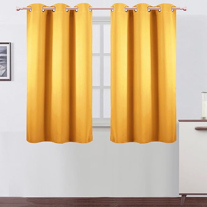 LEMOMO Yellow Blackout Curtains 42 x 54 Inch Length Set of 2 Panels Grommet Bedroom Curtains for Living Room