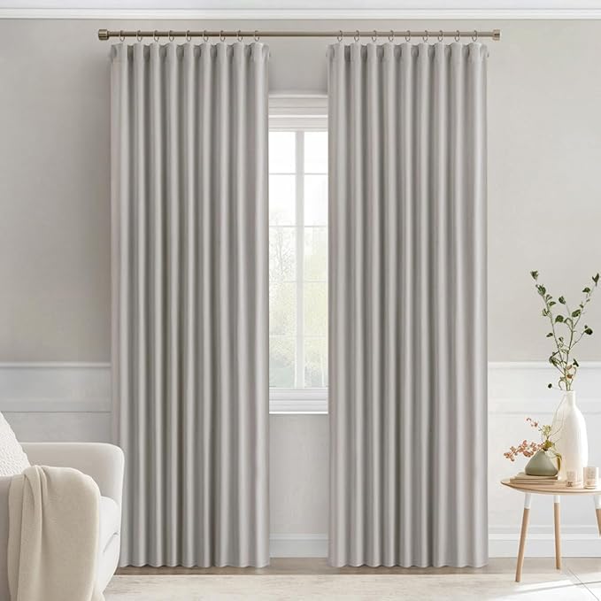 MIULEE Stone Back Tab Blackout Curtains 84 Inch Length 2 Panels Set for Living Room Bedroom Privacy, Rod Pocket/Pinch Pleat Thermal Insulated Room Darkening Pleated Light Blocking Drapes