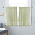 SpaceDresser Basic Rod Pocket Sheer Voile Window Curtain Panels Sage Green 1 Pair 2 Panels 26 Width 24 Inch Long for Kitchen Bedroom Children Living Room Yard（Sage Green，26Wx 24L）