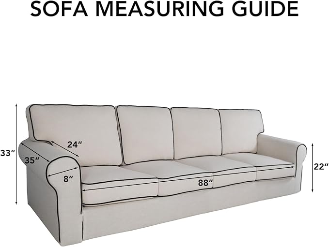 PureFit Reversible Quilted Sofa Cover, Water Resistant Slipcover Furniture Protector, Washable Couch Cover with Non Slip and Elastic Straps for Kids, Dogs, Pets (XX Large, Ivory/Ivory)