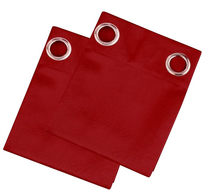 LEMOMO Blackout Curtains 66 x 54 Inch Long Bright Red Curtains Set of 2 Panels Room Darkening Curtains for Bedroom and Living Room