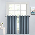 Yakamok Soild Small Window Curtains,Grommet Thermal Insulated Privacy Curtains and Drapes Room Darkening Shades Decent Decor for Kitchen Camper Closet(2 Panels,Stone Blue,52x36 Inch)