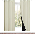 NICETOWN Living Room Completely Shaded Draperies, Privacy Protection & Noise Reducing Ring Top Drapes, Black Lined Insulated Window Treatment Curtain Panels (Beige, 2 Pieces, W42 x L72)