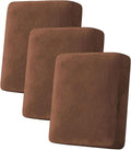 H.VERSAILTEX Velvet Stretch Couch Cushion Cover Plush Cushion Slipcover for Sofa Cushion Furniture Protector Seat Cushion Sofa Cover (3 Piece Sofa Cushion Covers, Caramel)